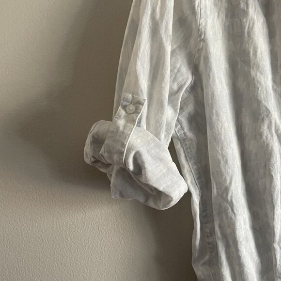 Victoria's Secret Women 12 White Pale Blue Linen Cotton Ikat Tie Dye Boho Romper - Picture 5 of 11